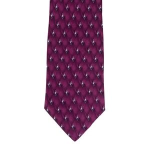 VTG Savile Row Mens Silk Tie Plum Burgundy Diamond Geometric Extra Long 59x4